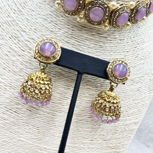 Yami Lilac Choker Necklace Set - Gold