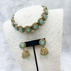 Yami Mint Choker Necklace Set - Gold