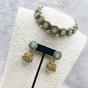 Yami Mint Choker Necklace Set - Gold