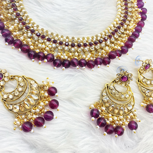 Tia Purple Necklace Set - Gold