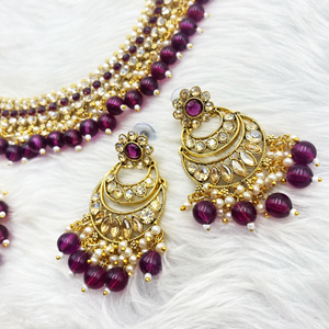 Tia Purple Necklace Set - Gold