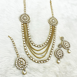 Dia White Stone Rani Haar Set - Antique Gold