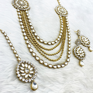 Dia White Stone Rani Haar Set - Antique Gold