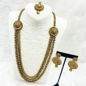 Vaju Gold Stone Rani Haar Set - Antique Gold