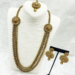 Vaju Gold Stone Rani Haar Set - Antique Gold