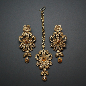  Gagni Gold   Diamante Necklace Set - Gold