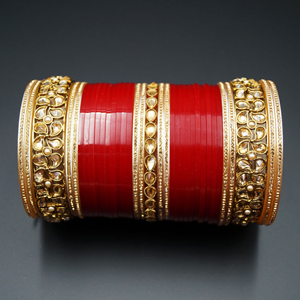 Vayu Bridal Choora Red - Antique Gold